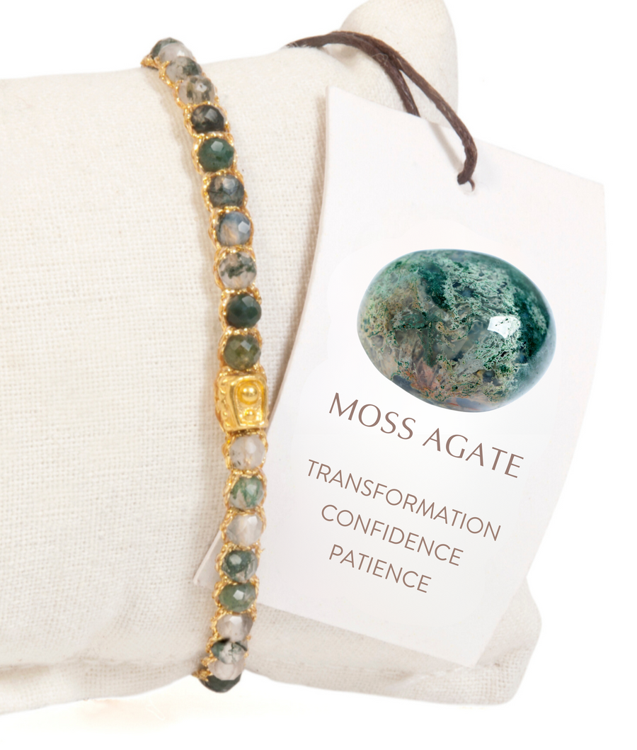 Moss Agate Bracelet | Gold