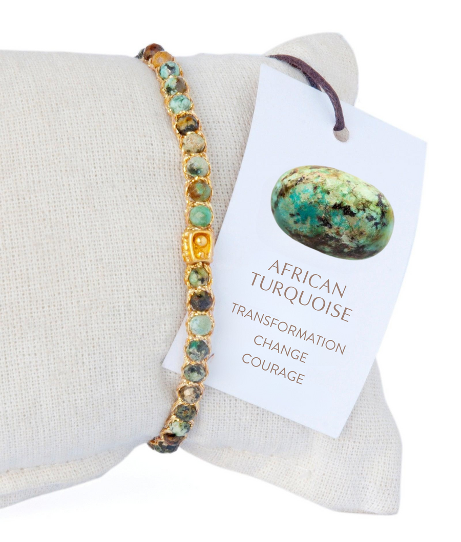 African Turquoise Bracelet | Gold