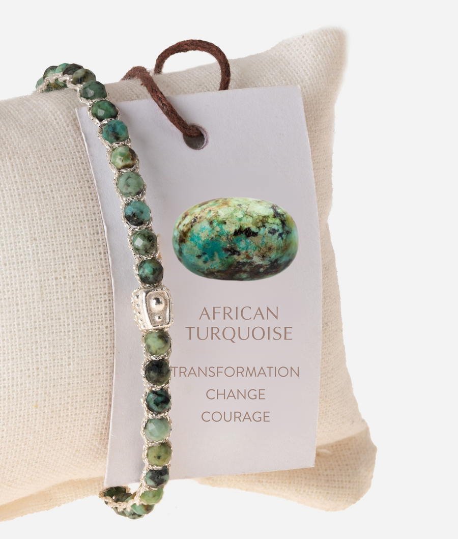 African Turquoise Bracelet | Silver