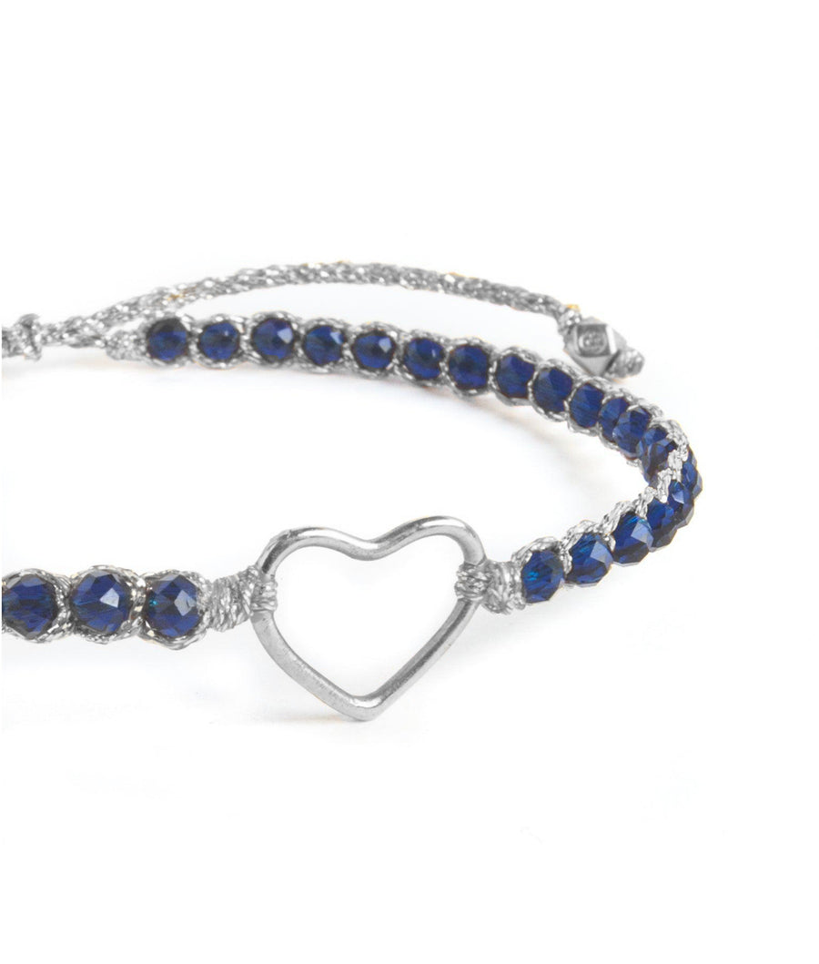 Blue Spinel Heart Bracelet | Silver