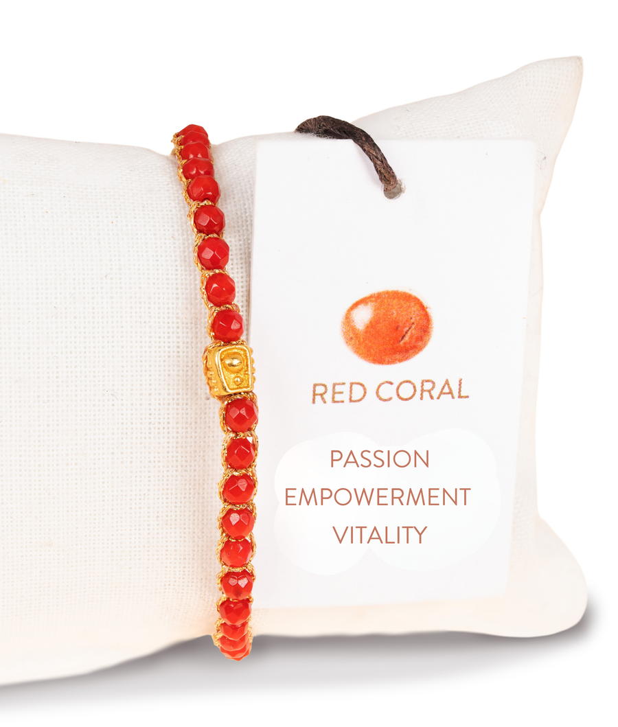 Red Coral Bracelet | Gold