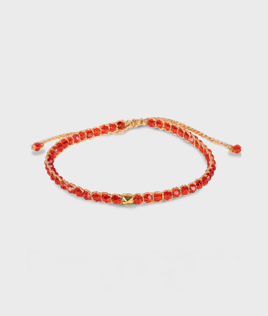 Crystal Red Nugget Bracelet | Gold