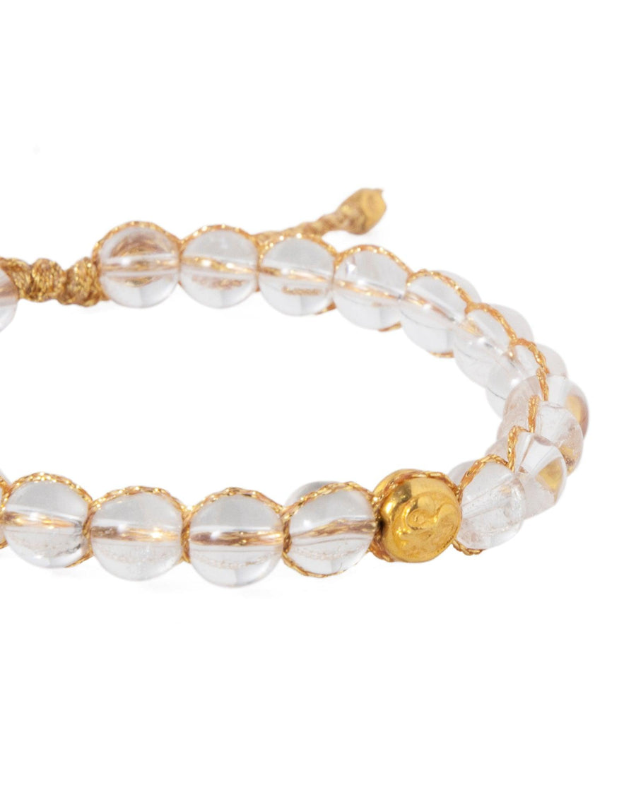 Clear Rutilated Quartz 6mm Bracelet | Gold - Samapura Jewelry