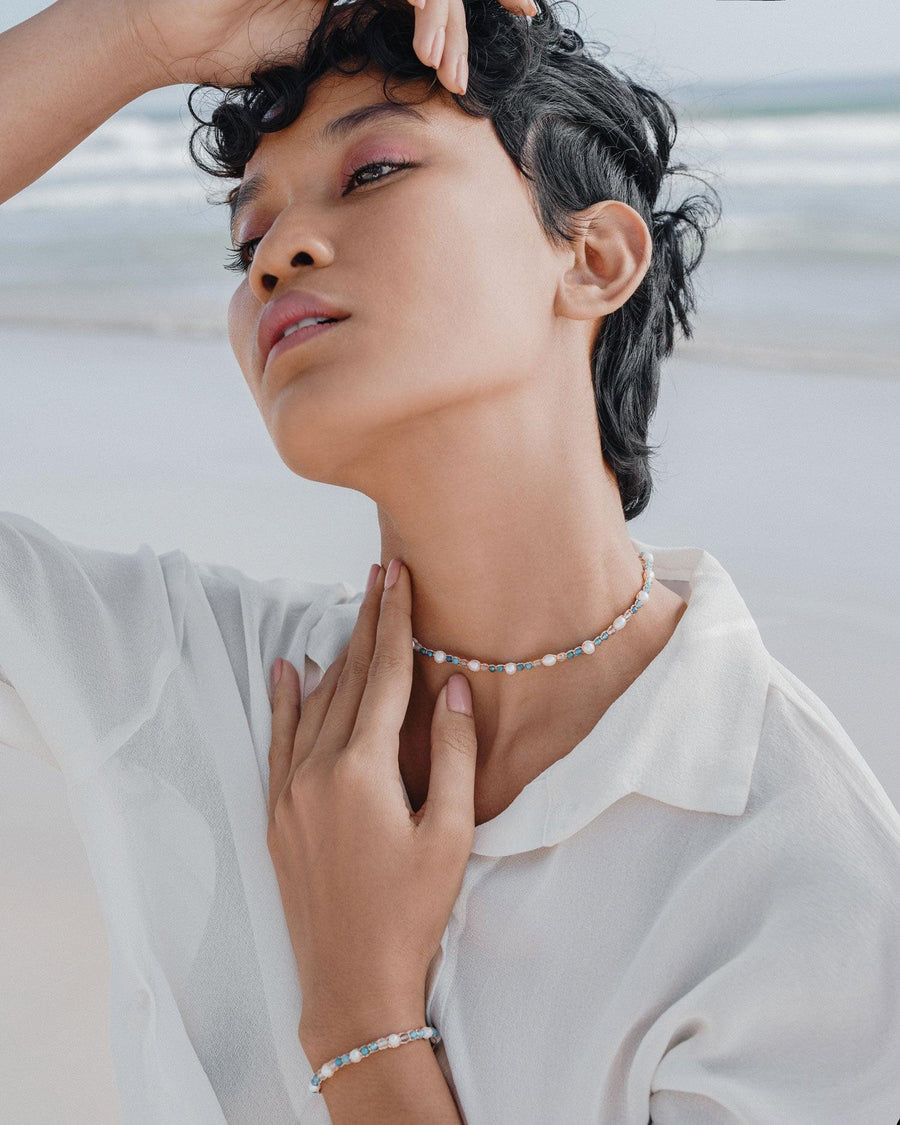 Fresh Water Pearl & Gemstone Temptation Choker | Gold - Samapura Jewelry