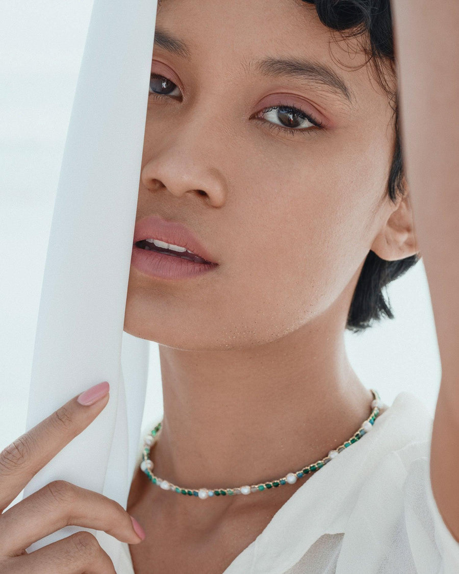 Fresh Water Pearl & Gemstone Symphony Choker| Gold - Samapura Jewelry