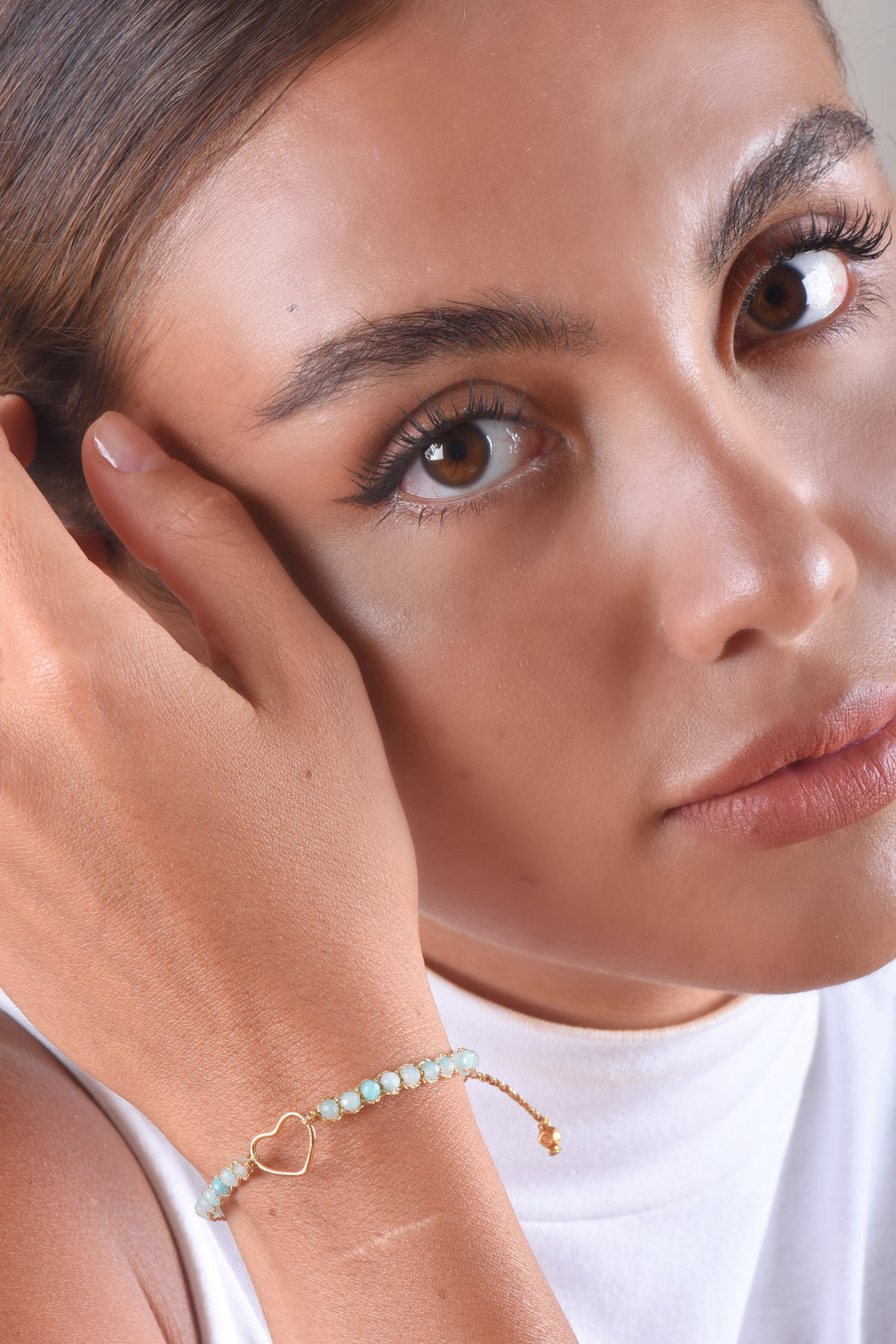 Amazonite Heart Bracelet | Gold