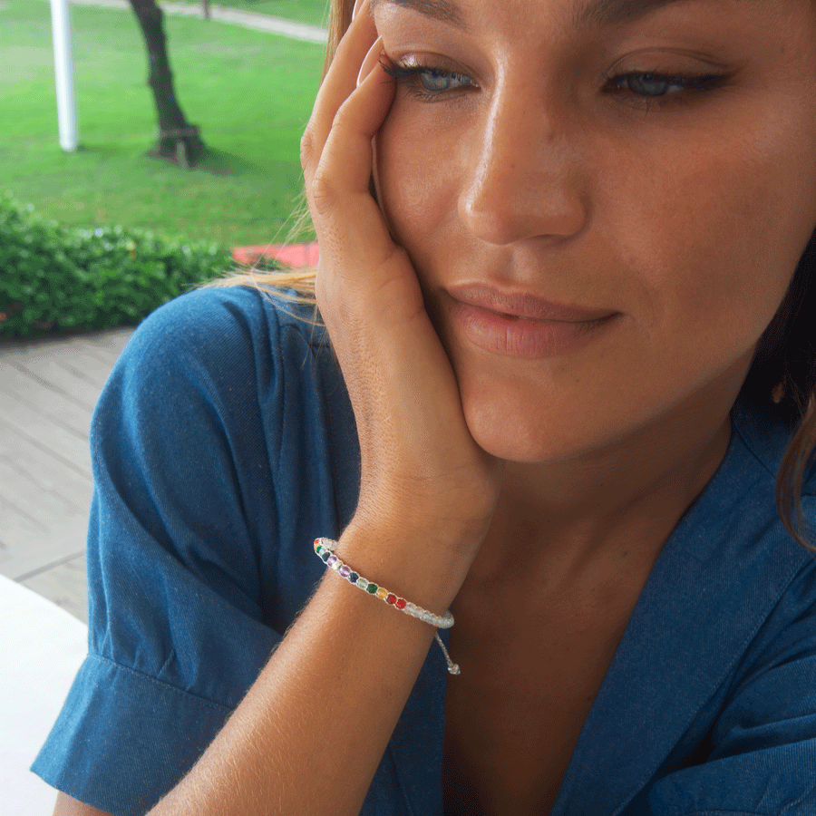 7 Chakras Moonstone Bracelet | Silver