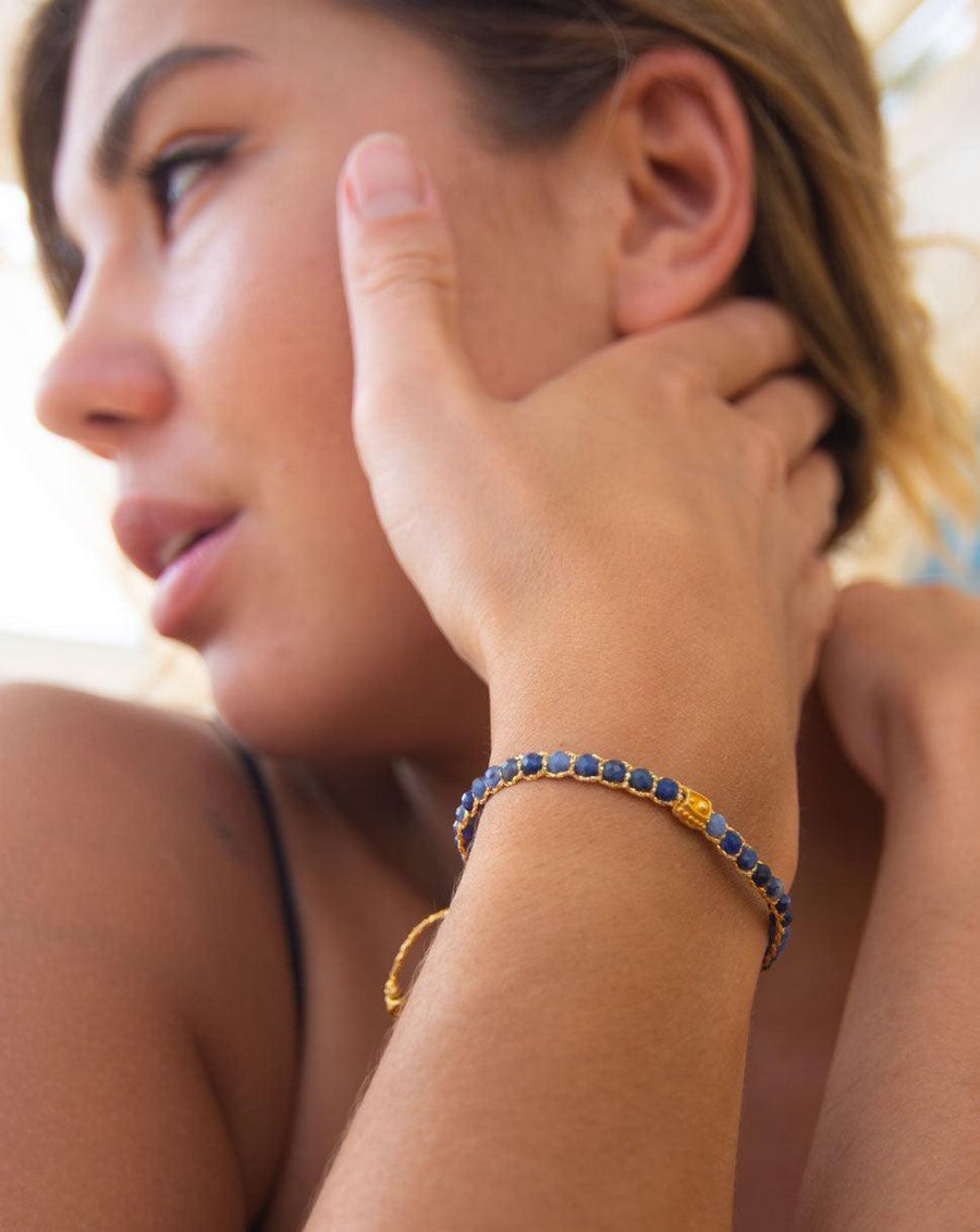 Blue Sodalite Bracelet | Gold - Samapura Jewelry