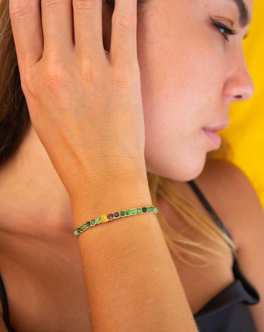 Ruby Zoisite Bracelet | Gold - Samapura Jewelry
