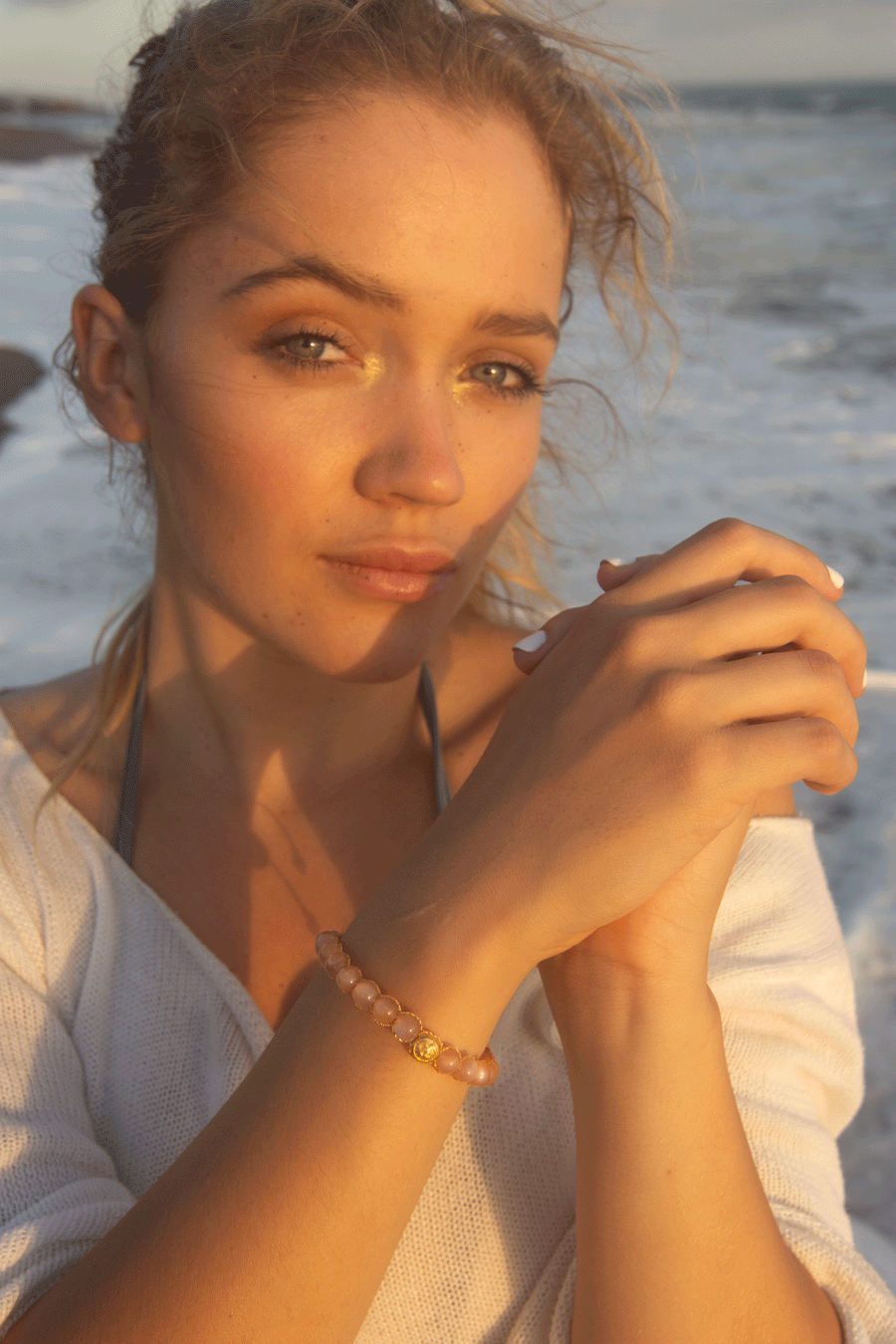 Rhodochrosite 6mm Bracelet | Gold