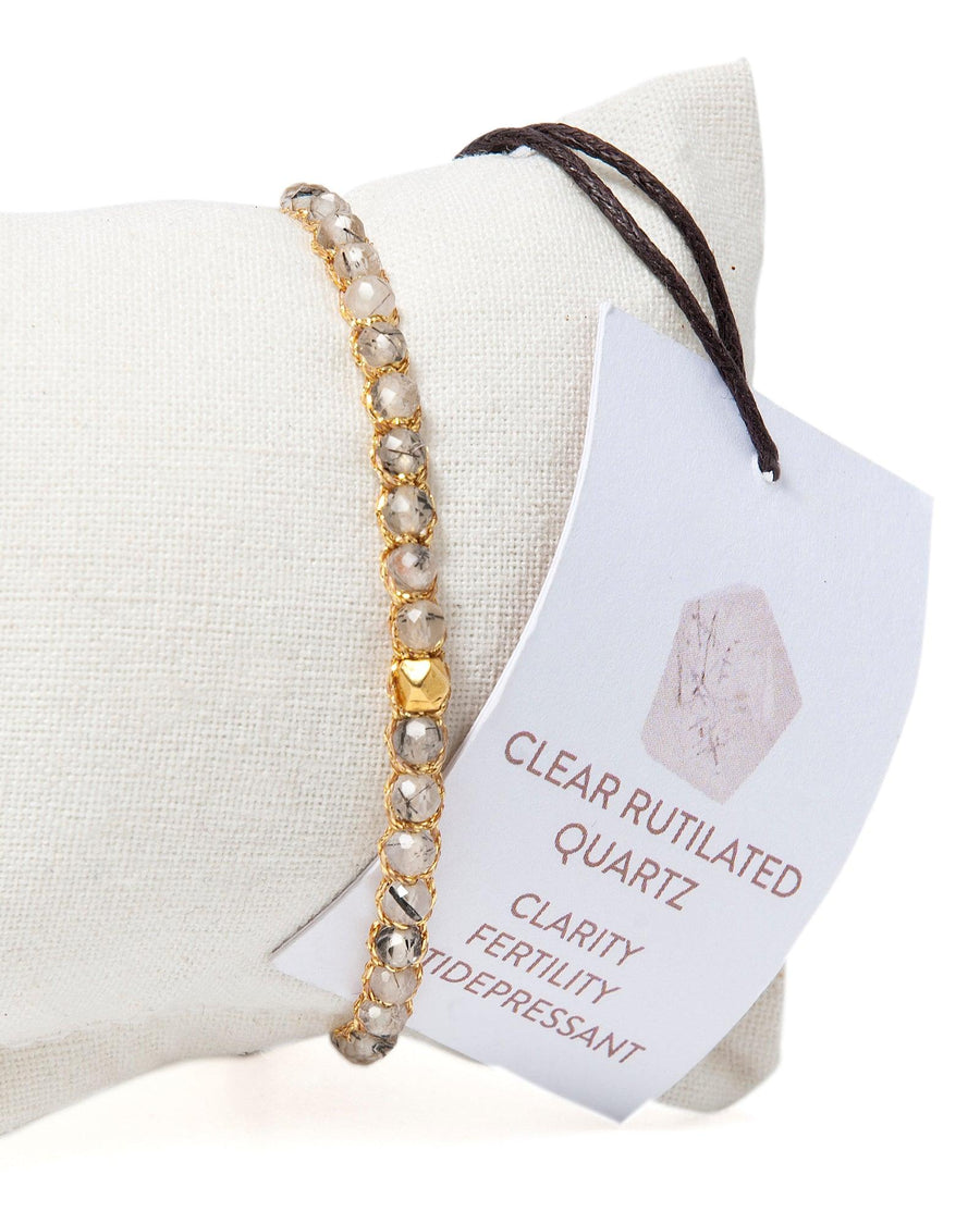 Clear Rutilated Quartz Nugget Kids | Gold - Samapura Jewelry