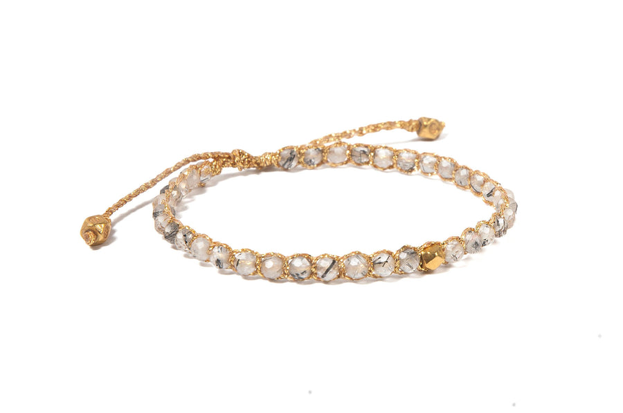 Clear Rutilated Quartz Nugget Kids | Gold - Samapura Jewelry