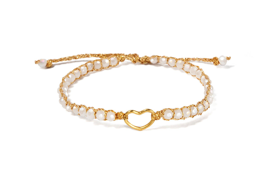 Crystal Glass Kids Heart Bracelet | Gold - Samapura Jewelry