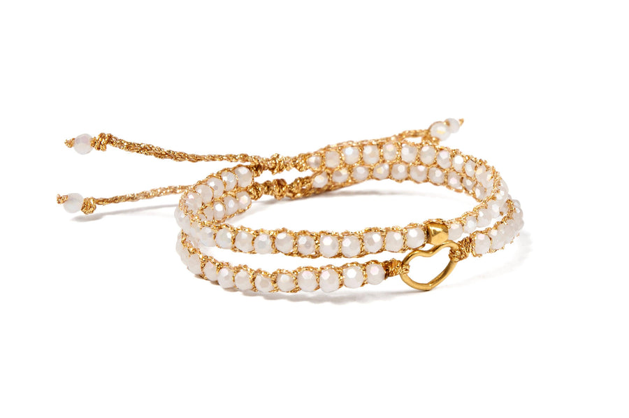 Crystal Glass Kids Heart Bracelet | Gold - Samapura Jewelry