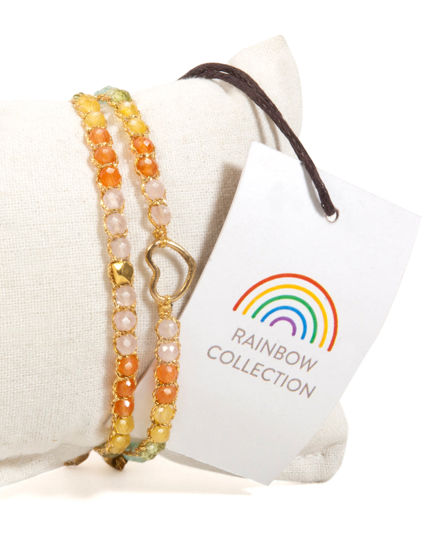 Rainbow Pastel Nugget Kids Bracelet | Gold