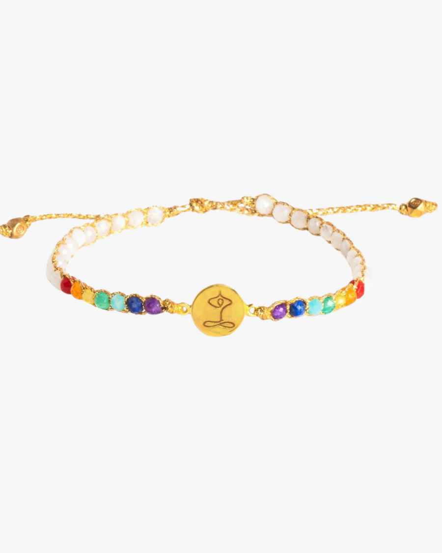 Namaste 7 Chakras Moonstone Bracelet | Gold