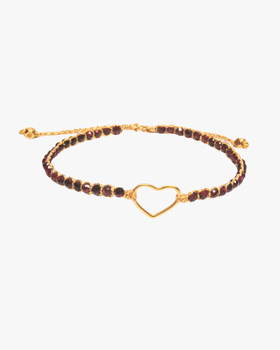 Rhodolite Garnet Heart Bracelet | Gold