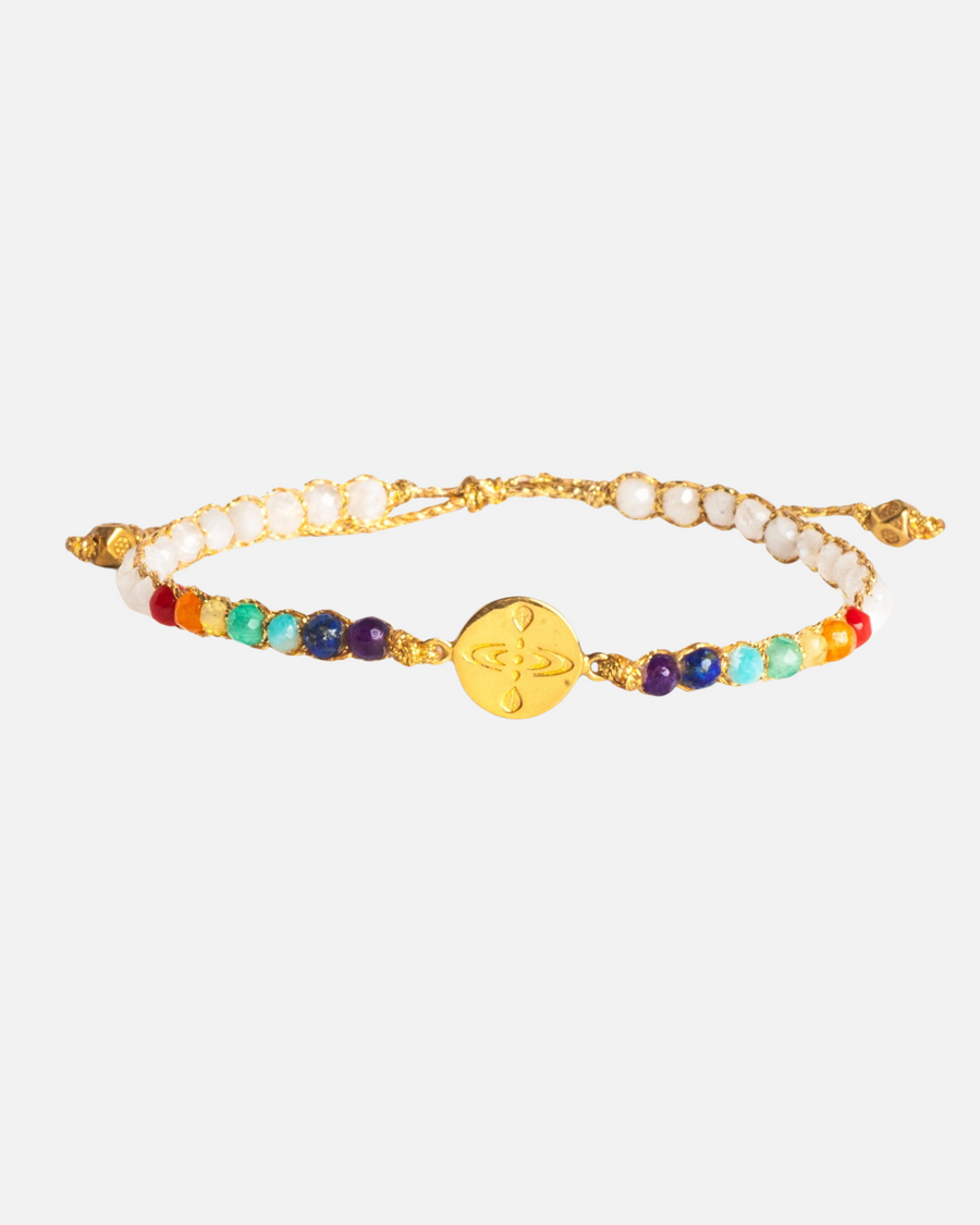 Mindfulness 7 Chakras Moonstone Bracelet | Gold