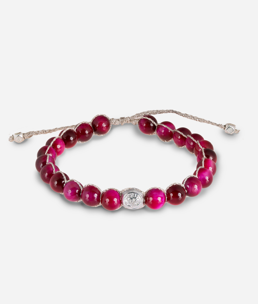 Pink Tiger Eye 6mm Bracelet | Silver