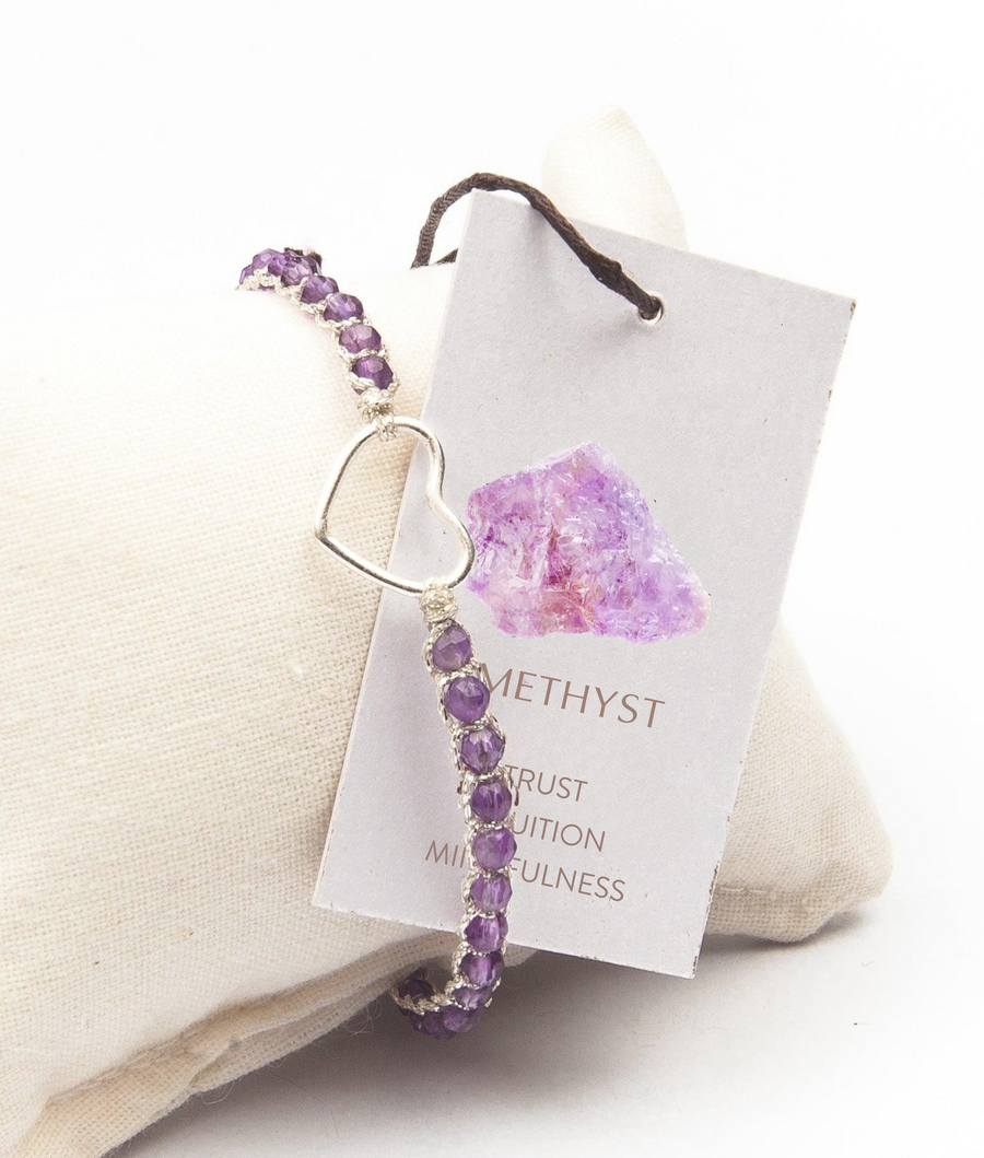 Amethyst Heart Bracelet | Silver