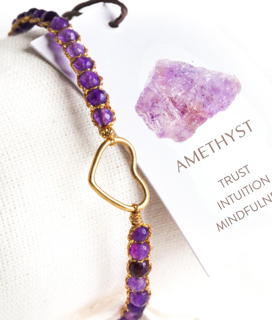 Amethyst Heart Bracelet | Gold