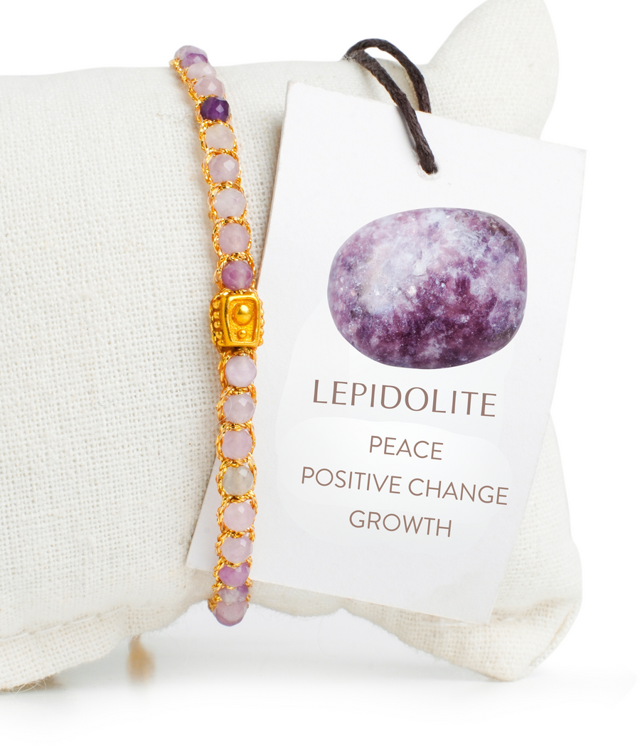 Lepidolite Bracelet | Gold