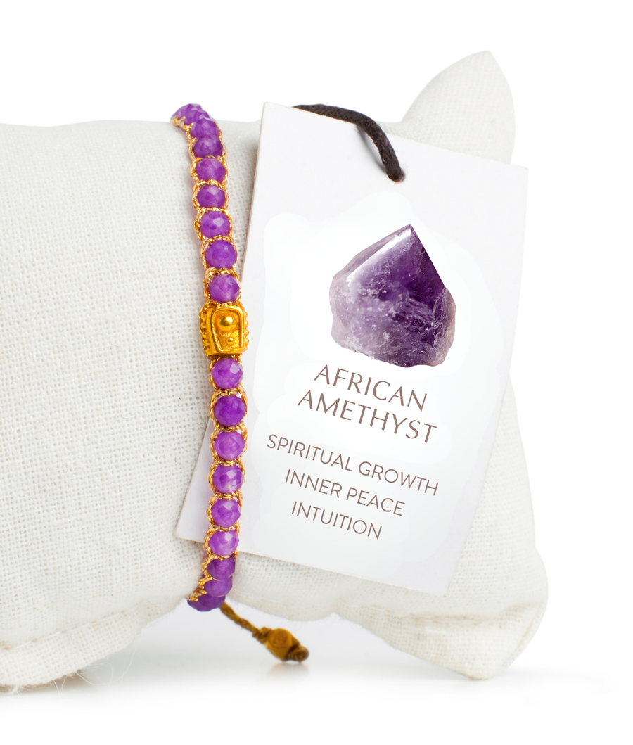 African Amethyst Bracelet | Gold