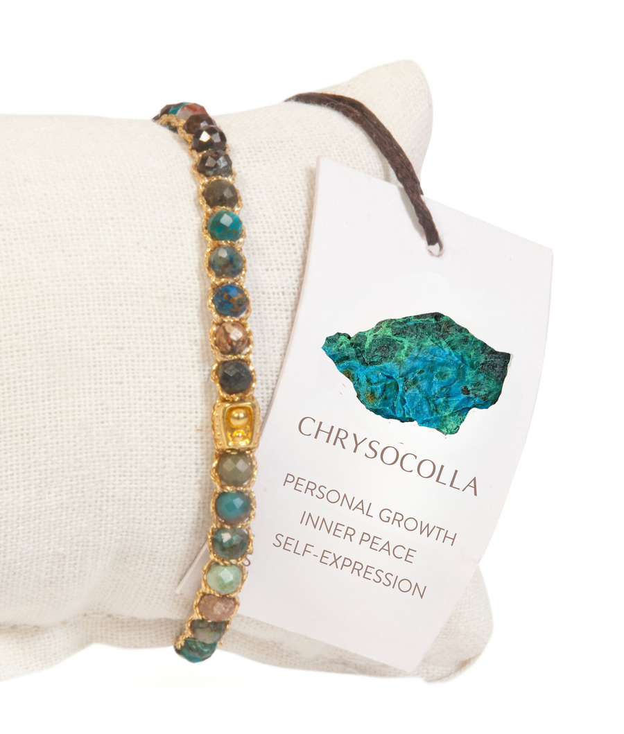Chrysocolla Agate Bracelet | Gold