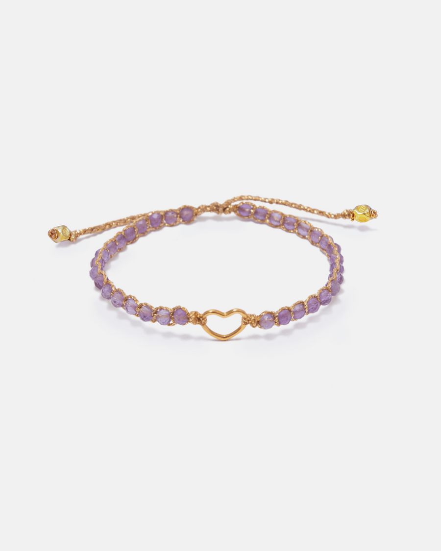 Amethyst Heart Kids Bracelet | Gold