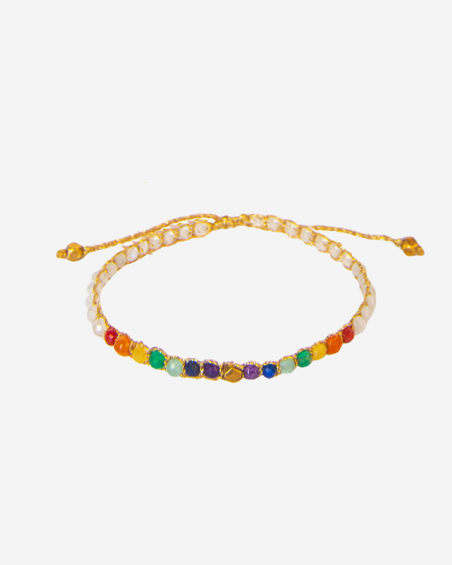 7 Chakras Moonstone Bracelet | Gold