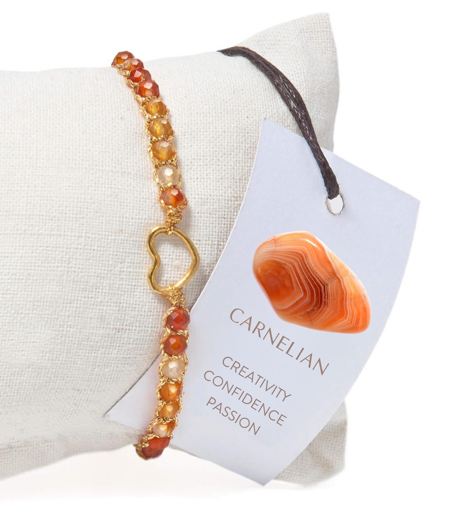 Carnelian From Brazil Heart Kids | Gold