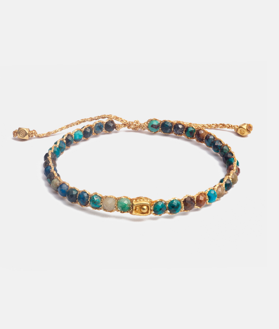 Chrysocolla Agate Bracelet | Gold