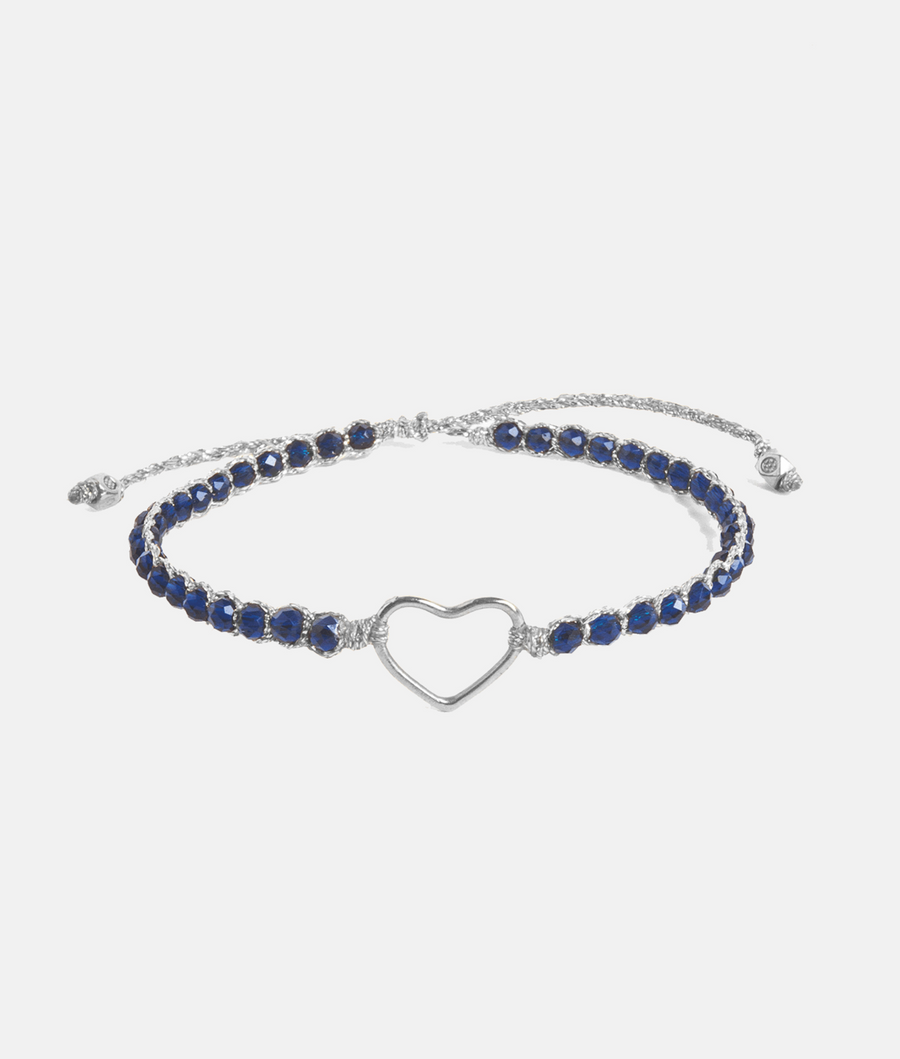 Blue Spinel Heart Bracelet | Silver