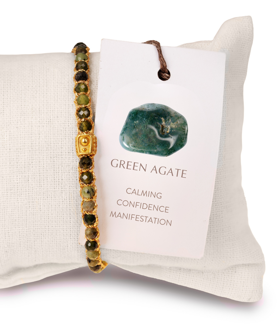 Green Agate Bracelet | Gold