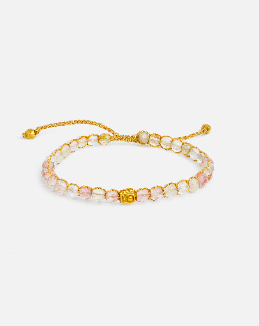 Watermelon Quartz Bracelet | Gold