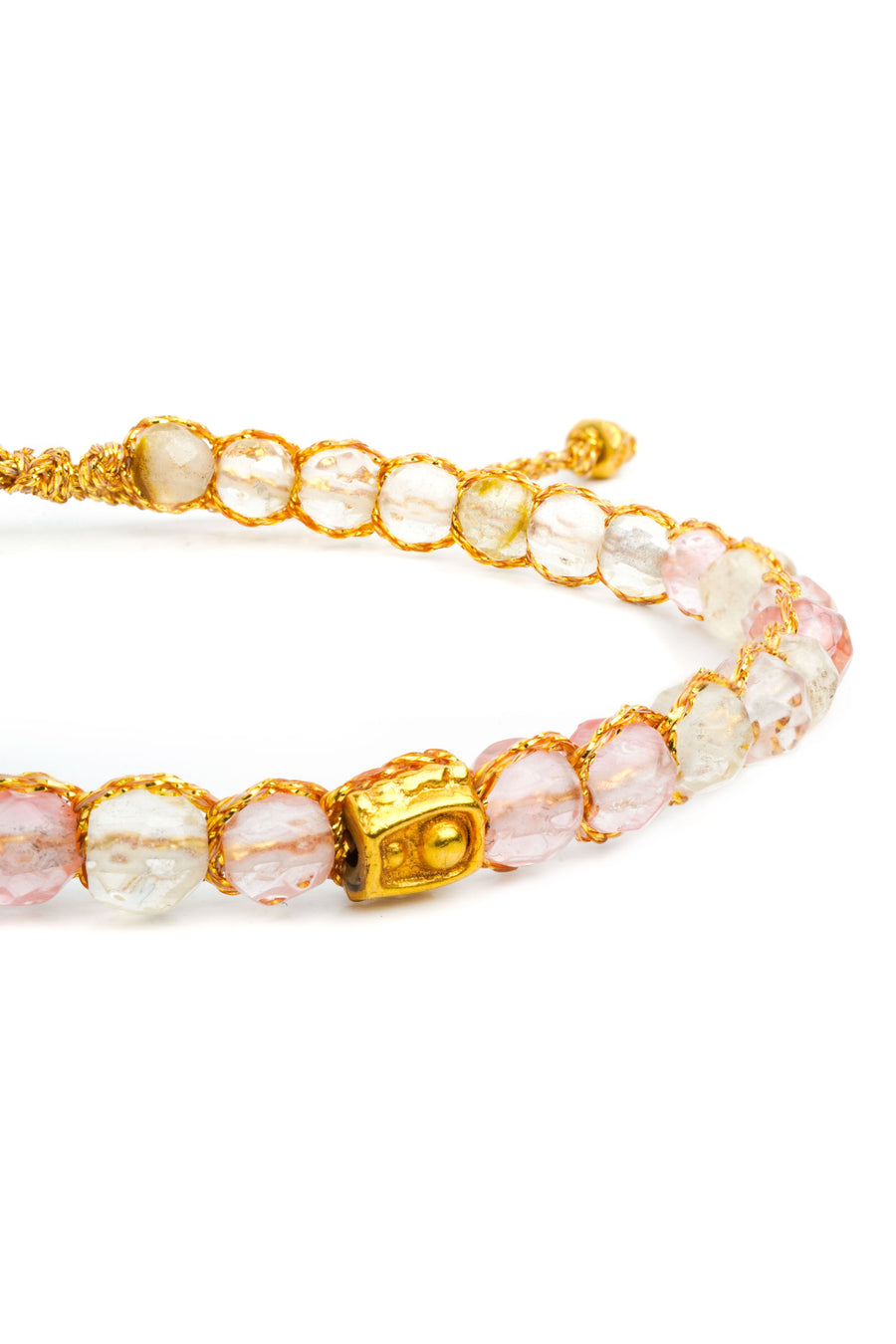 Watermelon Quartz Bracelet | Gold