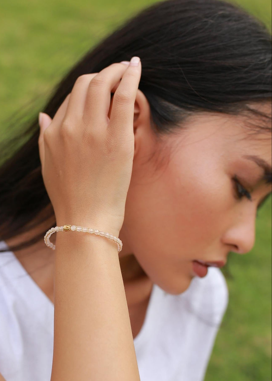 Rose Quartz Bracelet | Gold
