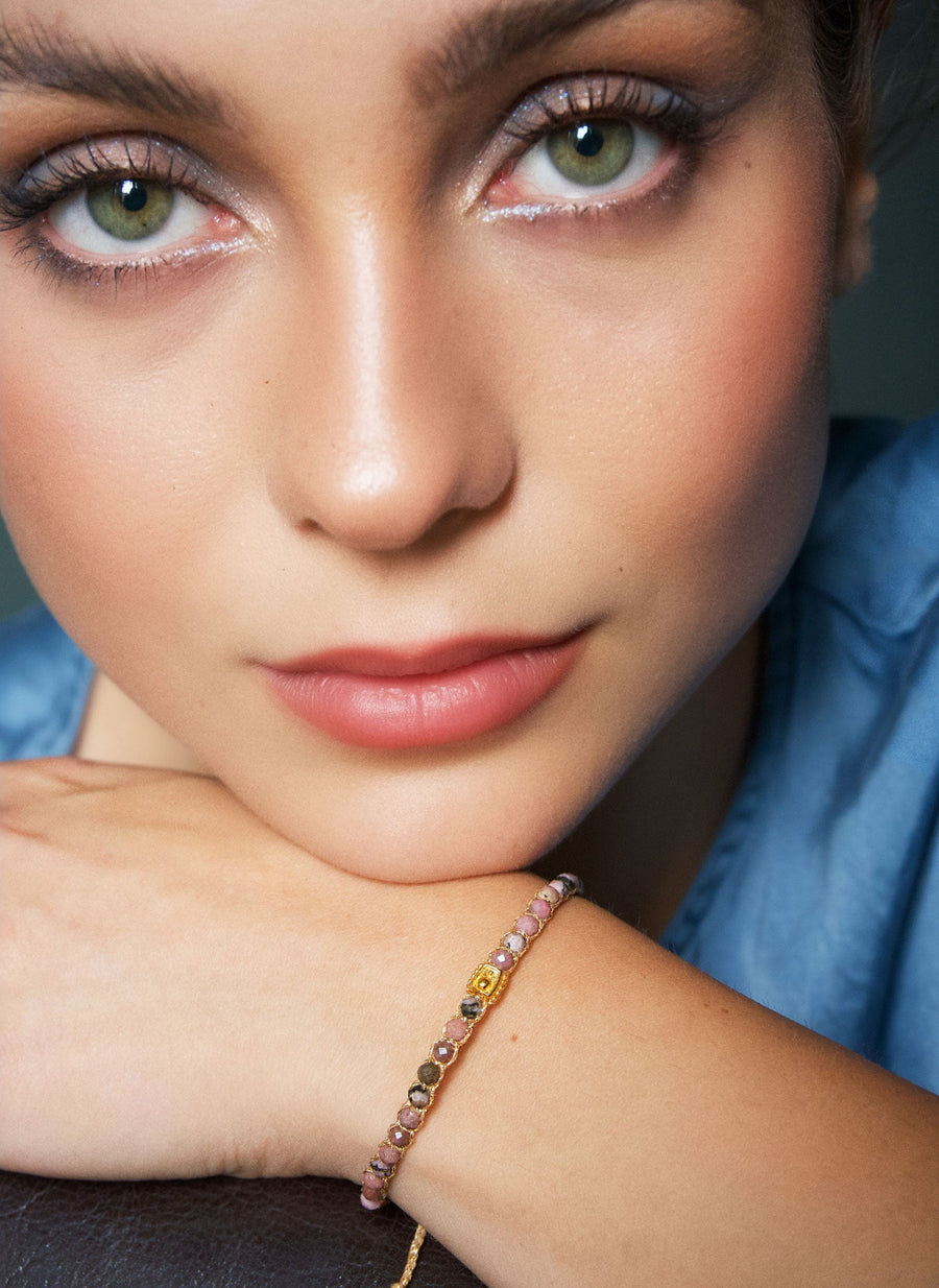 Rhodonite from Argentina Bracelet | Gold