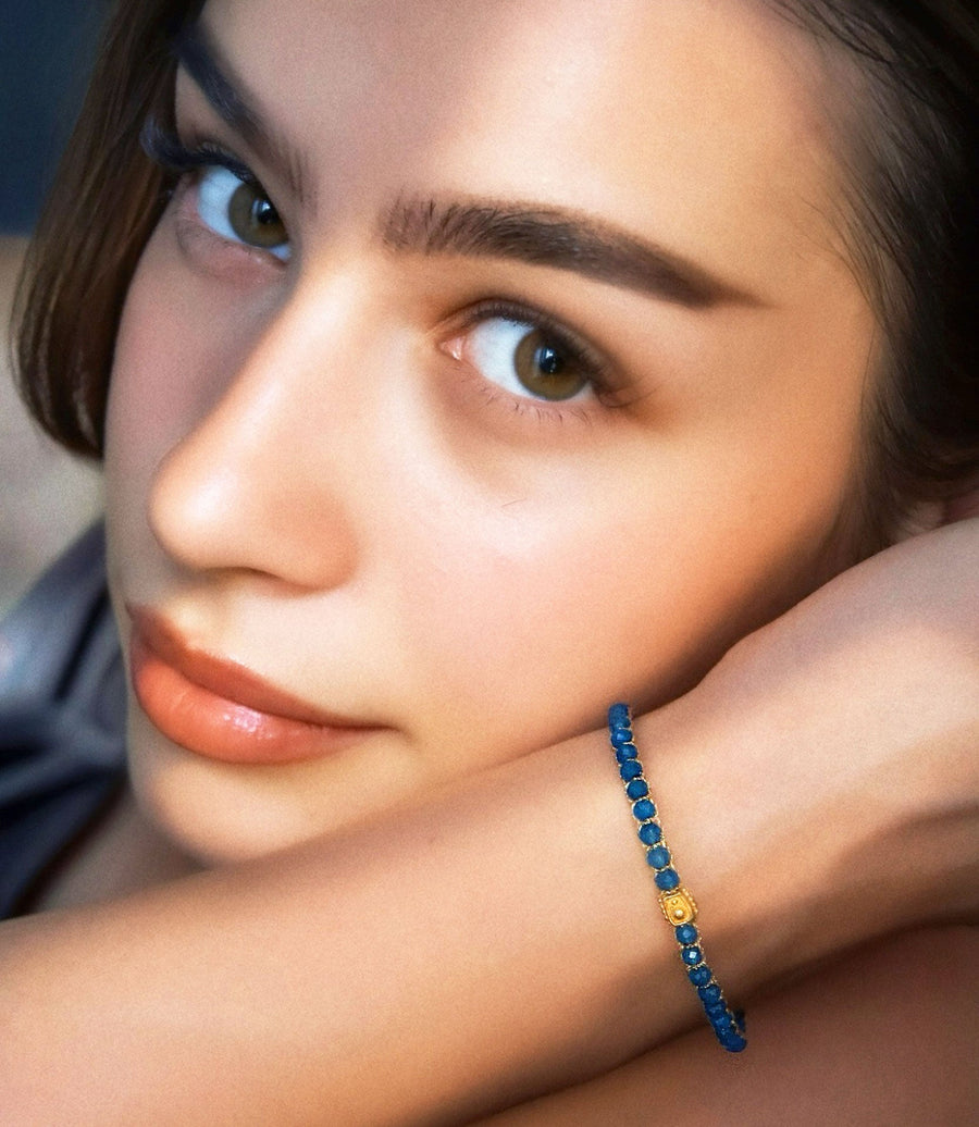 Blue Chalcedony Bracelet | Gold