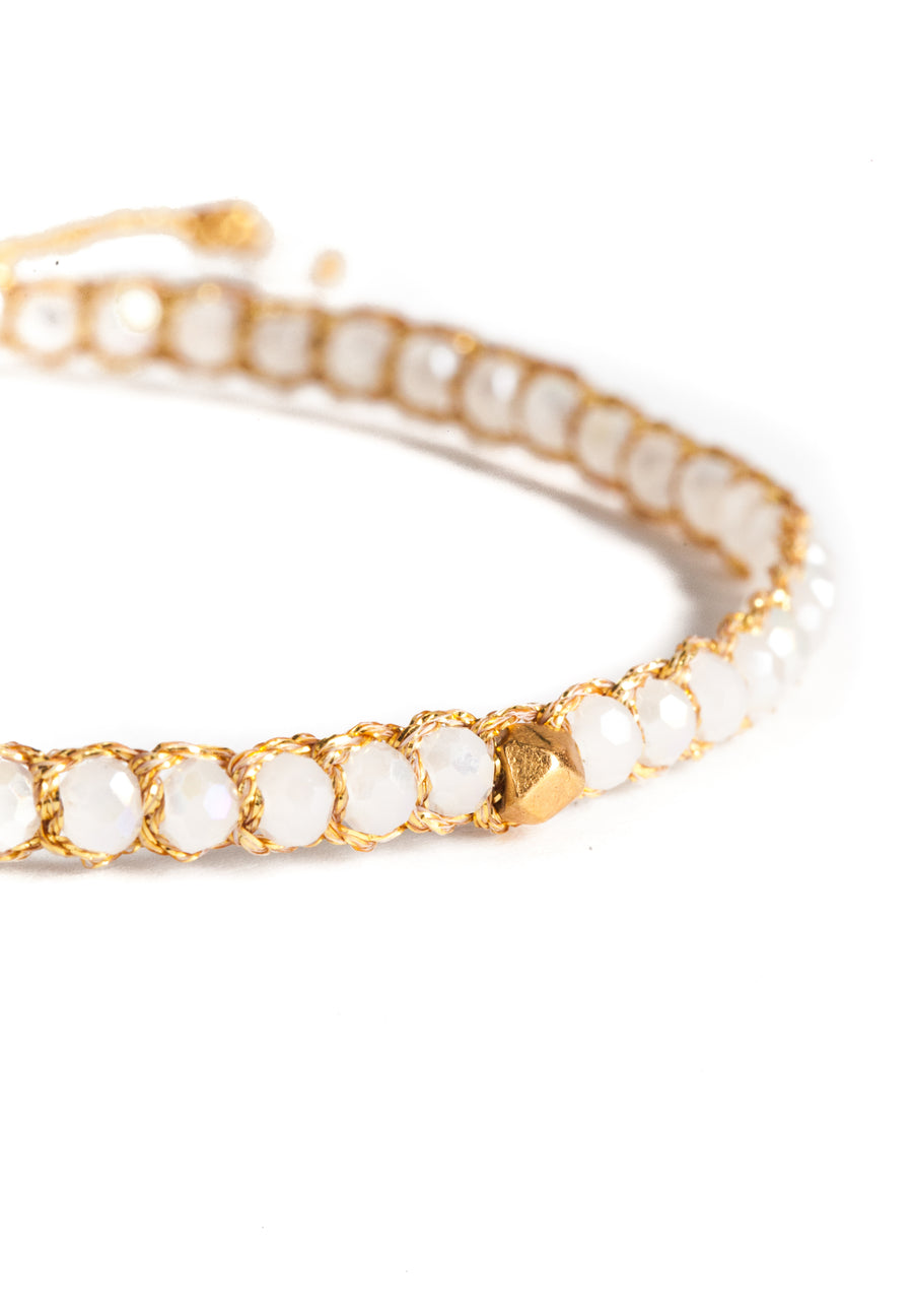 Crystal Rainbow Nugget Bracelet | Gold