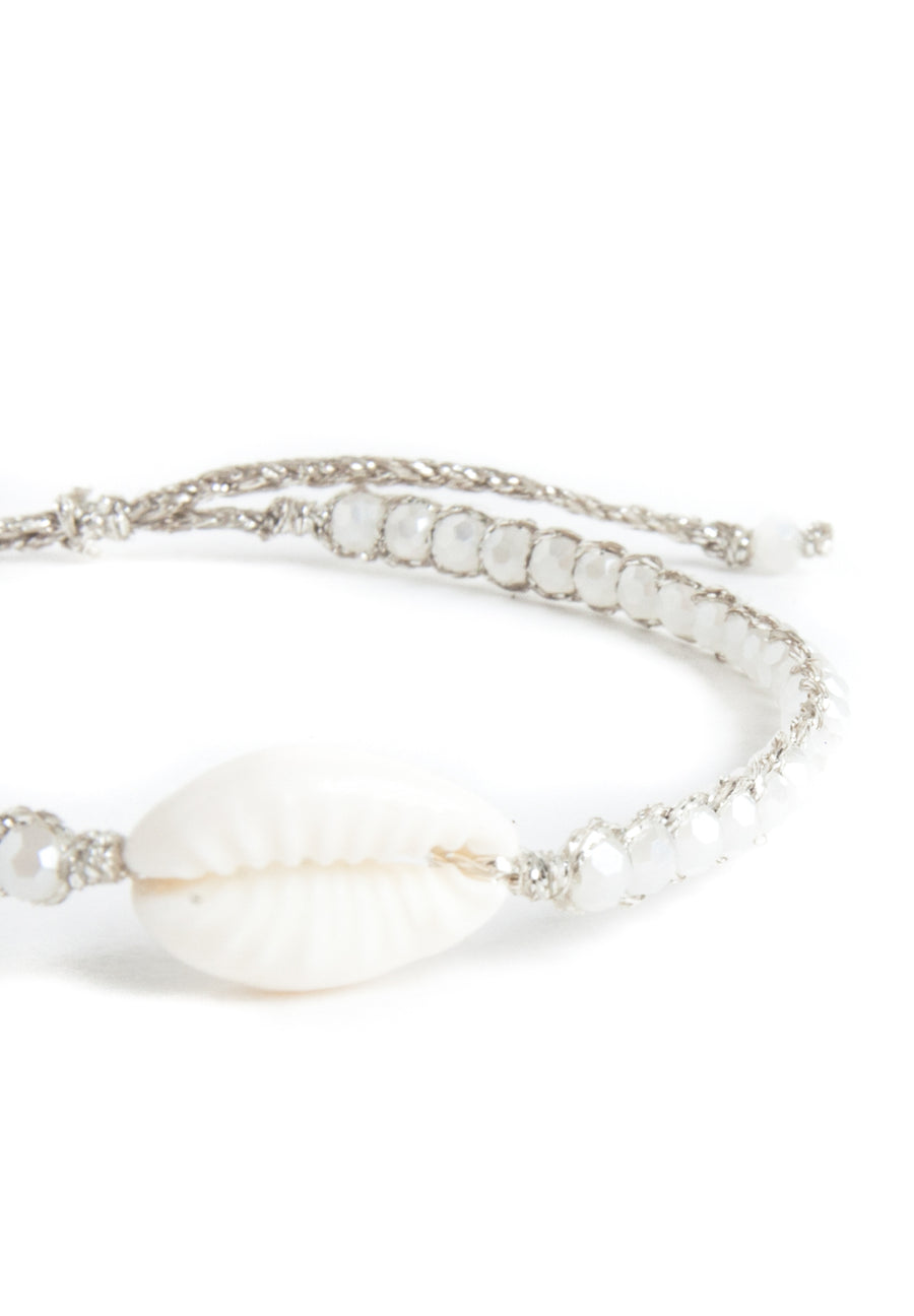 Crystal Rainbow Shell Bracelet | Silver