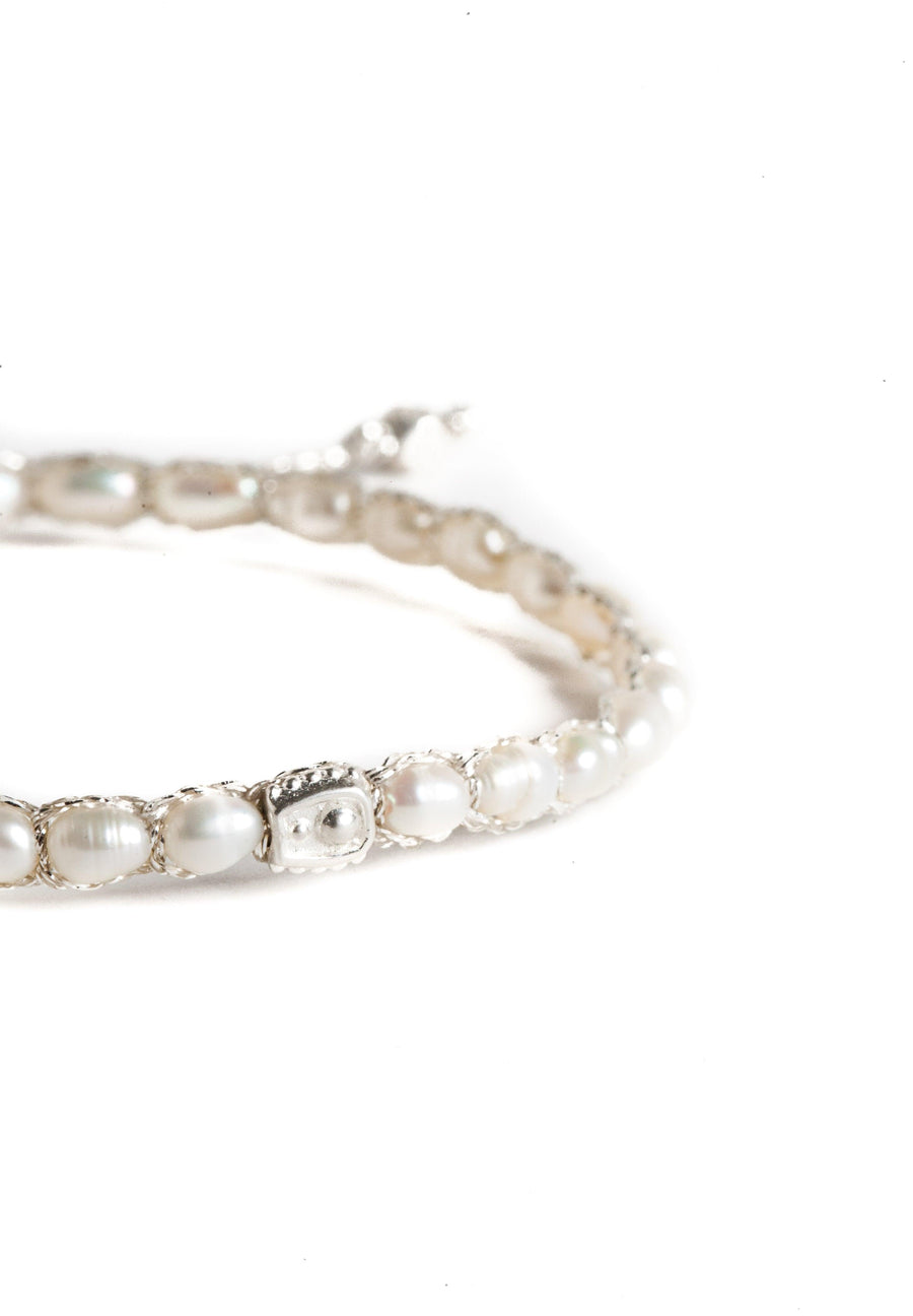 Fresh Water Pearl Oval Bracelet | Silver - Samapura Jewelry