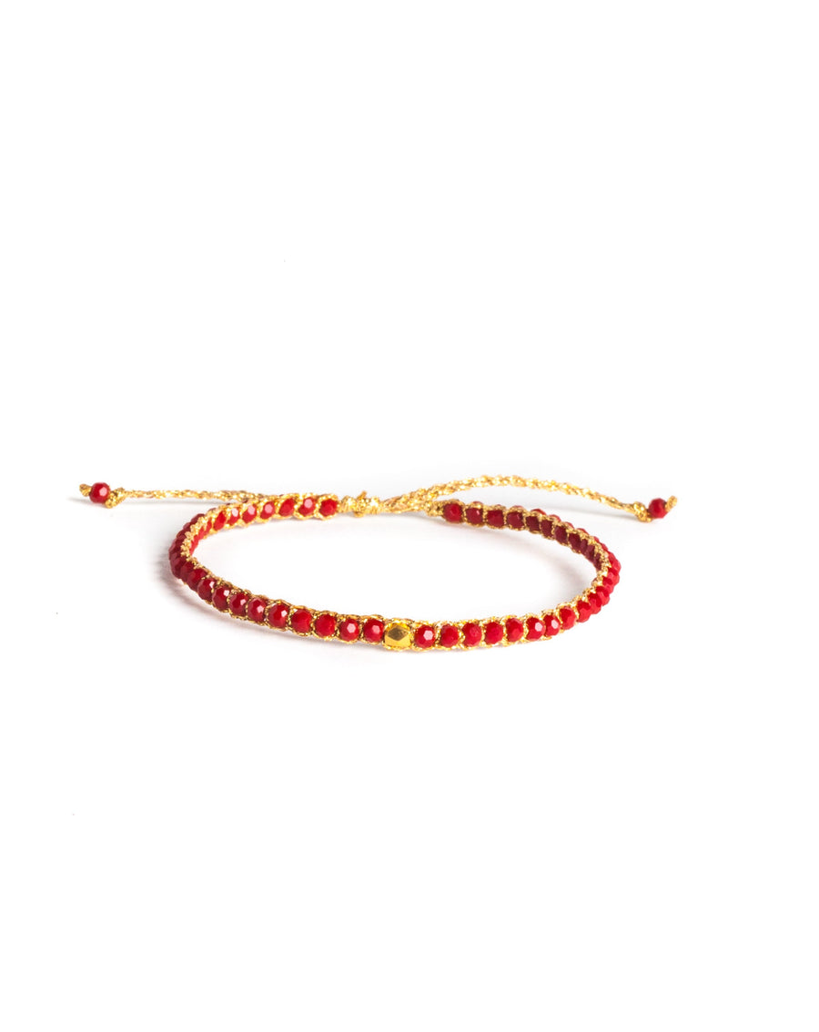 Gelang Nugget Merah Kristal | emas