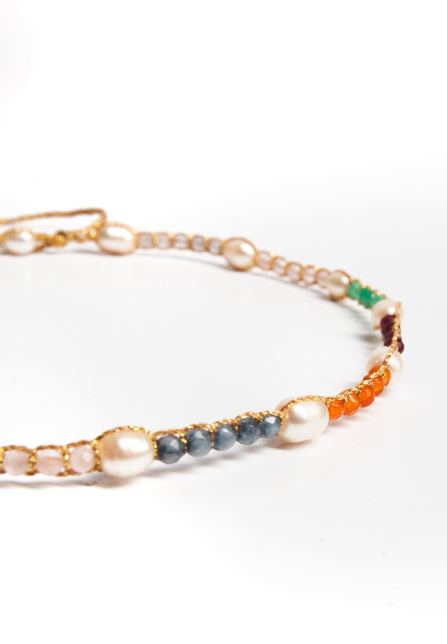 Fresh Water Pearl & Gemstone Choker | Gold - Samapura Jewelry