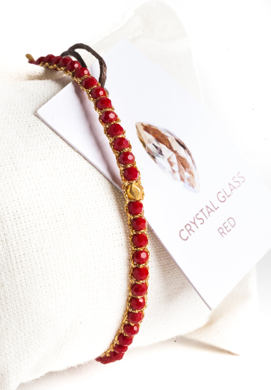 Gelang Nugget Merah Kristal | emas