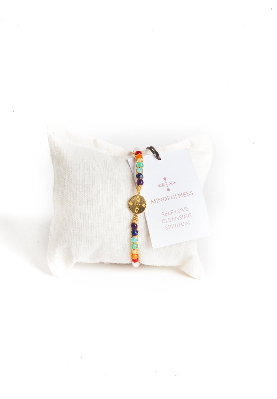 Mindfulness 7 Chakras Moonstone Bracelet | Gold