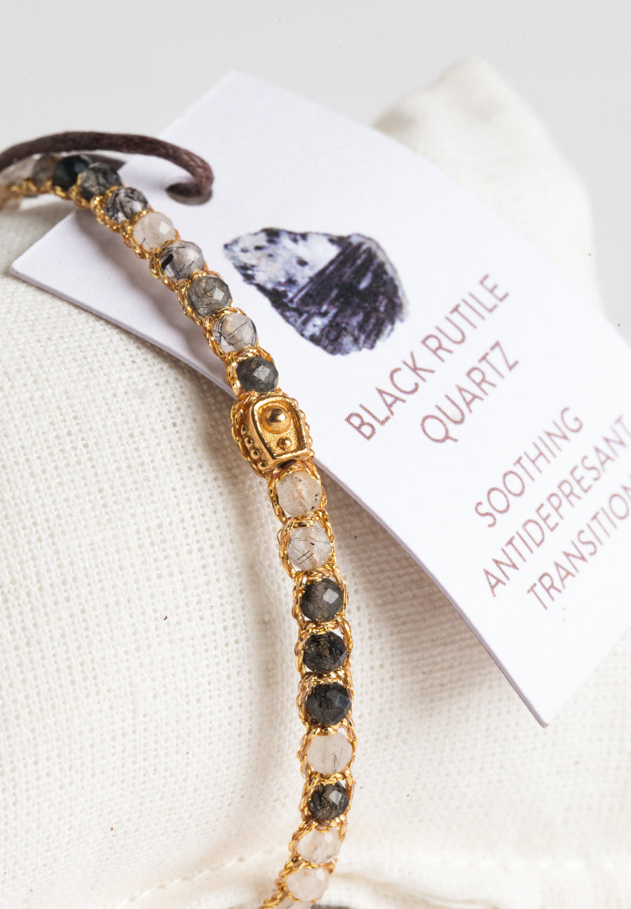 Black Rutilated Quartz  Bracelet | Silver