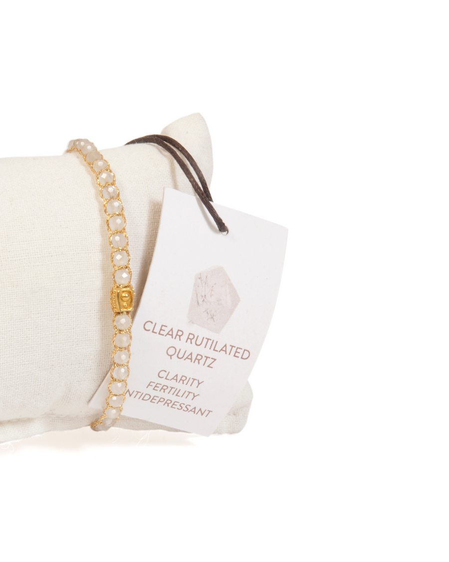 Clear Rutilated Quartz from Brazil Bracelet | Gold