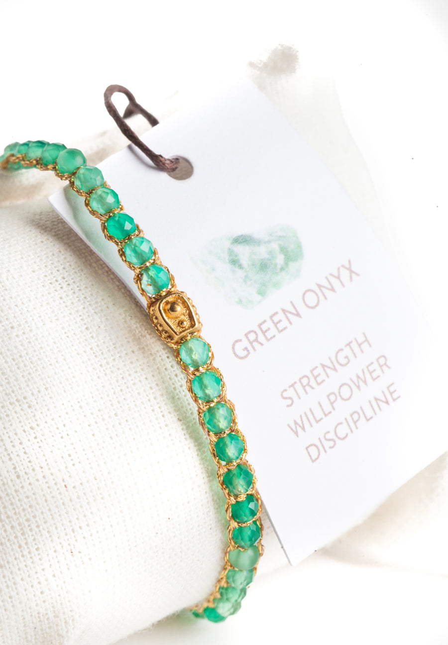 Green Onyx Bracelet | Gold