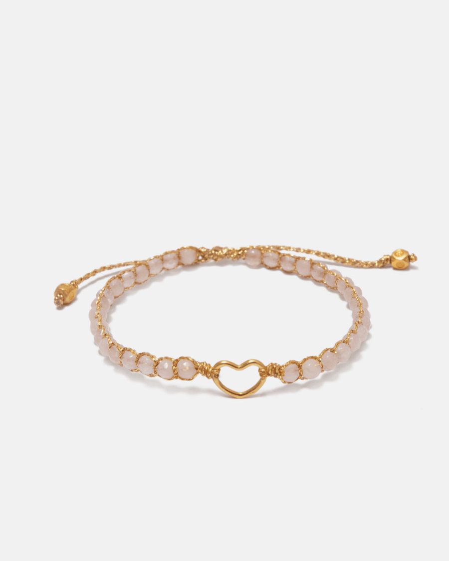 Rose Quartz Heart Kids Bracelet | Gold - Samapura Jewelry